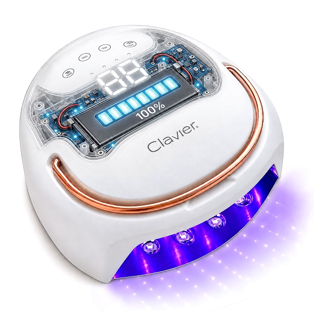 Ασύρματη λάμπα UV/LED PREMIUM – IQueen Charge+ by Clavier για νύχια, μανικιούρ και πεντικιούρ Nailsology, 60W, λευκό-χρυσή. - Image 3